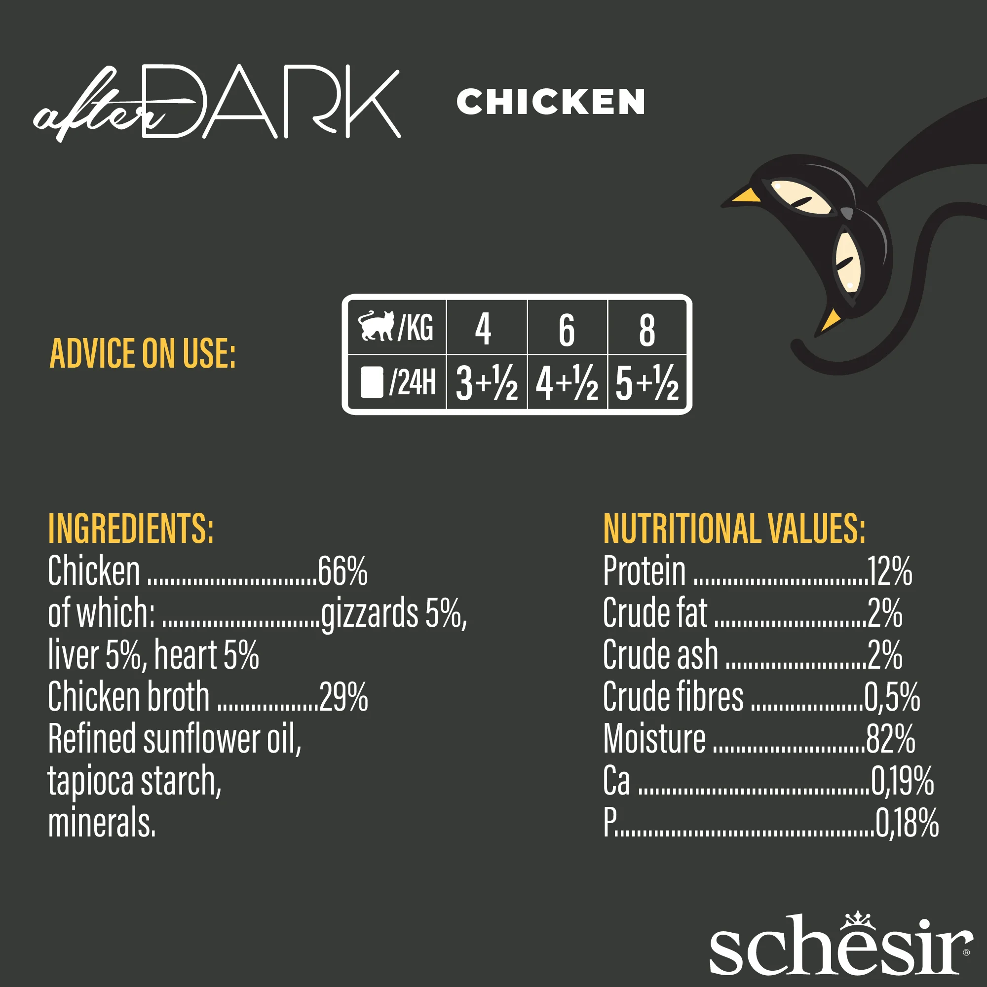 Schesir After Dark Chicken in Broth Wet Cat Food, 80g - Image 3