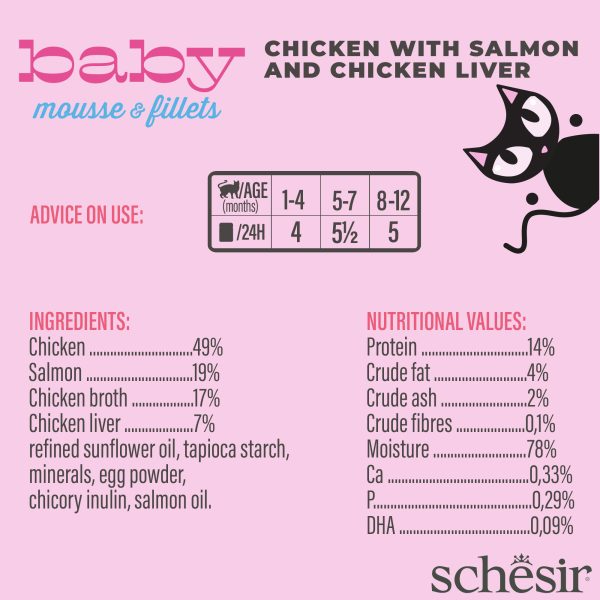 Schesir Baby Mousse & Fillets For Baby Cats Above 1+ Month, 3 Cans - Image 3
