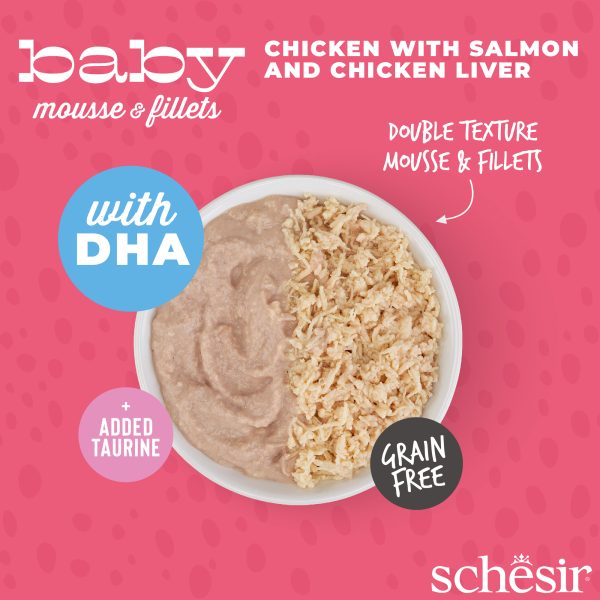 Schesir Baby Mousse & Fillets For Baby Cats Above 1+ Month, 3 Cans - Image 2