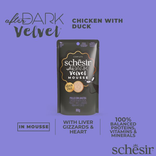 Schesir After Dark Velvet Mousse Chicken & Duck Wet Cat Food, 80g - Image 4