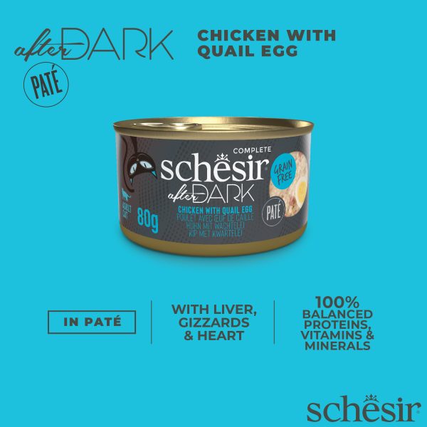 Schesir After Dark Pate Chicken & Quail Egg in Broth Cat Wet Food, 80g - Image 4