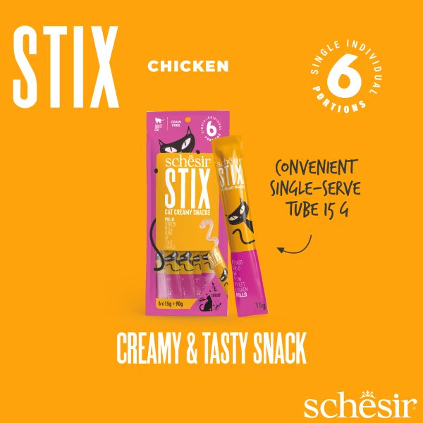 Schesir Stix! Chicken Mousse Cat Treat, 6 Pieces - Image 3