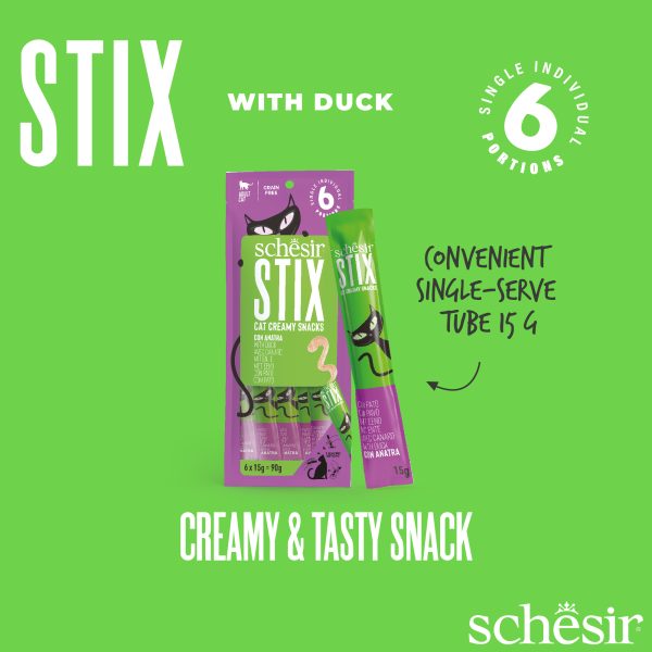 Schesir Stix! Duck Mousse Cat Treat, 6 Pieces - Image 4