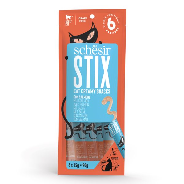 Schesir Stix! Salmon Mousse Cat Treat, 6 Pieces