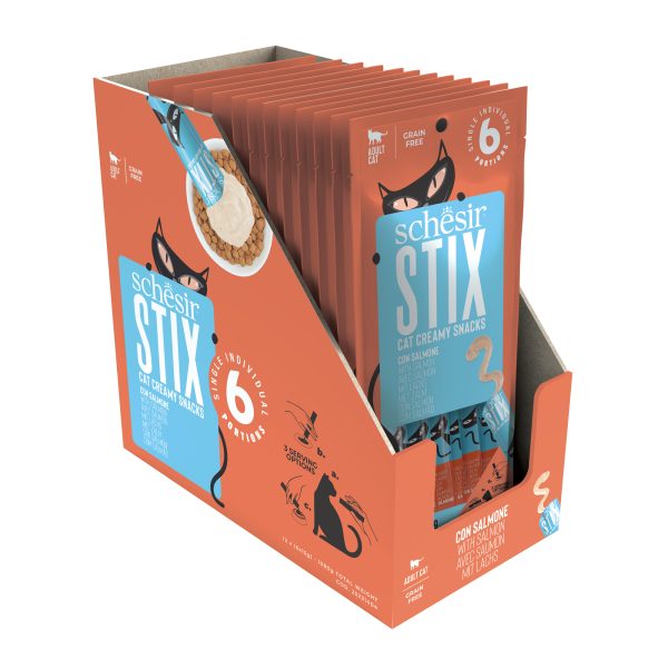 Schesir Stix! Salmon Mousse Cat Treat, 6 Pieces - Image 5