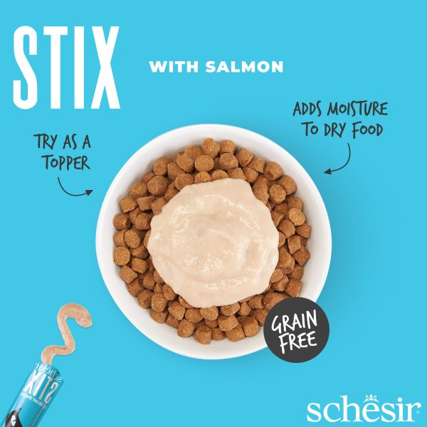 Schesir Stix! Salmon Mousse Cat Treat, 6 Pieces - Image 2