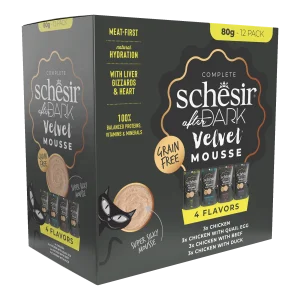 Schesir After Dark Velvet Mousse Variety Pack Wet Cat Food, Pack of 12 x 80g
