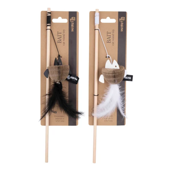 District 70 BAIT Natural Wood Wand Cat Toy, Black - Image 7