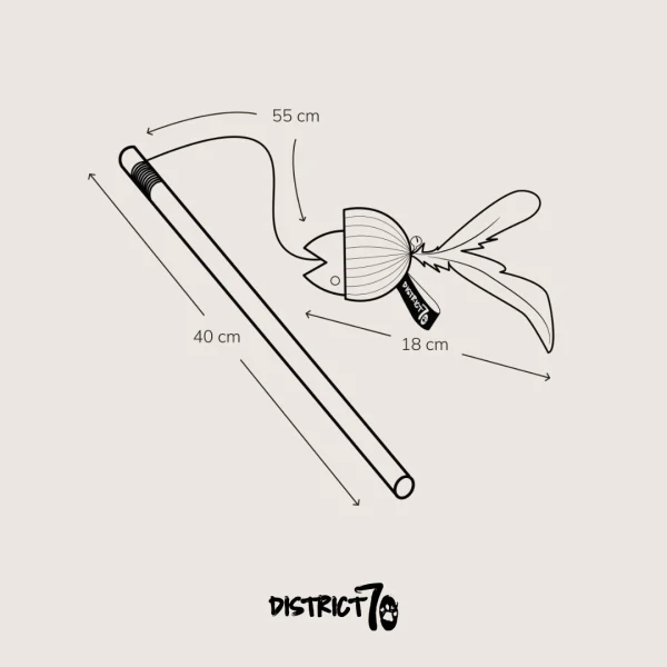 District 70 BAIT Natural Wood Wand Cat Toy, Black - Image 5