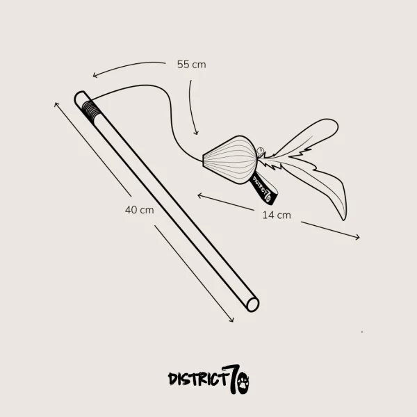 District 70 SMASH Natural Wood Wand Cat Toy, Black - Image 6