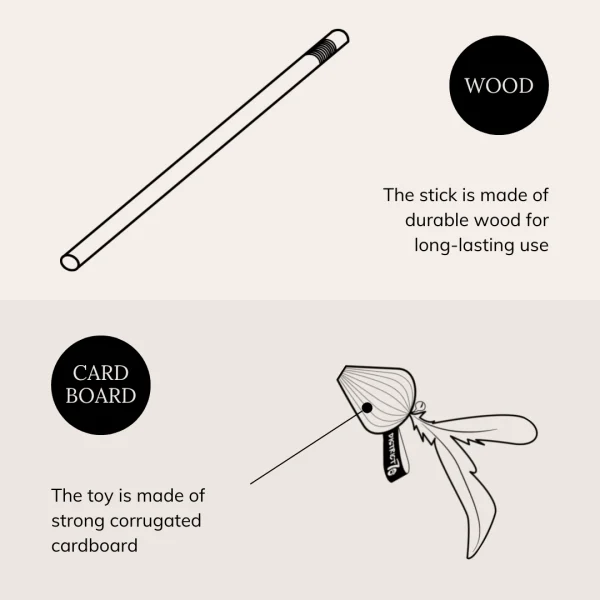 District 70 SMASH Natural Wood Wand Cat Toy, Black - Image 7