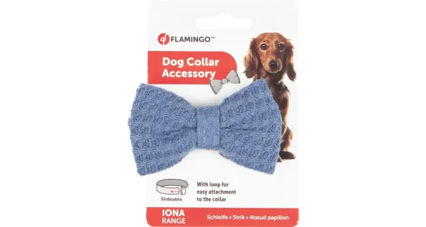 Flamingo Iona Anthracite Blue Dog Bow Tie - Image 2