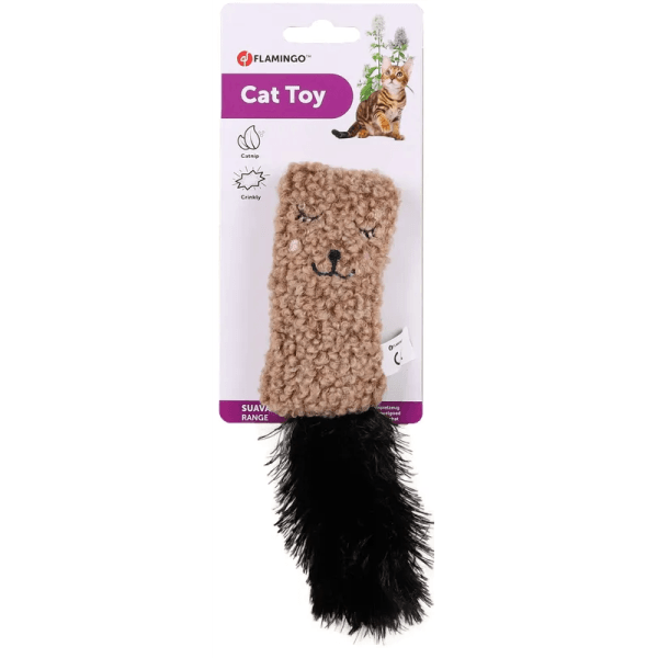 Flamingo Suava Cushion with Catnip Cat Toy, Brown - Image 2