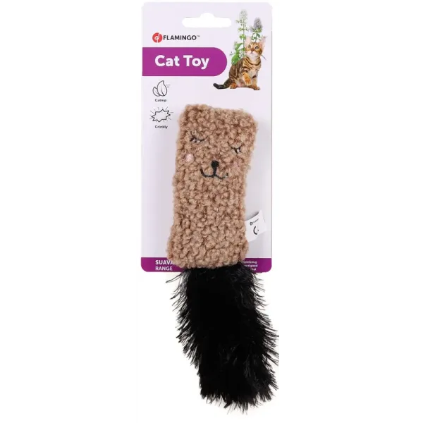 Flamingo Suava Cushion with Catnip Cat Toy, Brown - Image 2