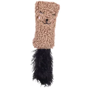 Flamingo Suava Cushion with Catnip Cat Toy, Brown
