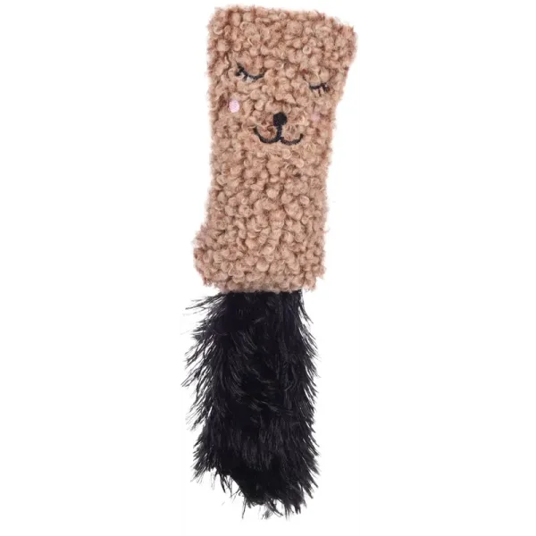 Flamingo Suava Cushion with Catnip Cat Toy, Brown