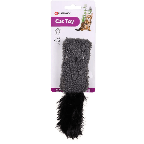 Flamingo Suava Cushion with Catnip Cat Toy, Dark Grey - Image 2