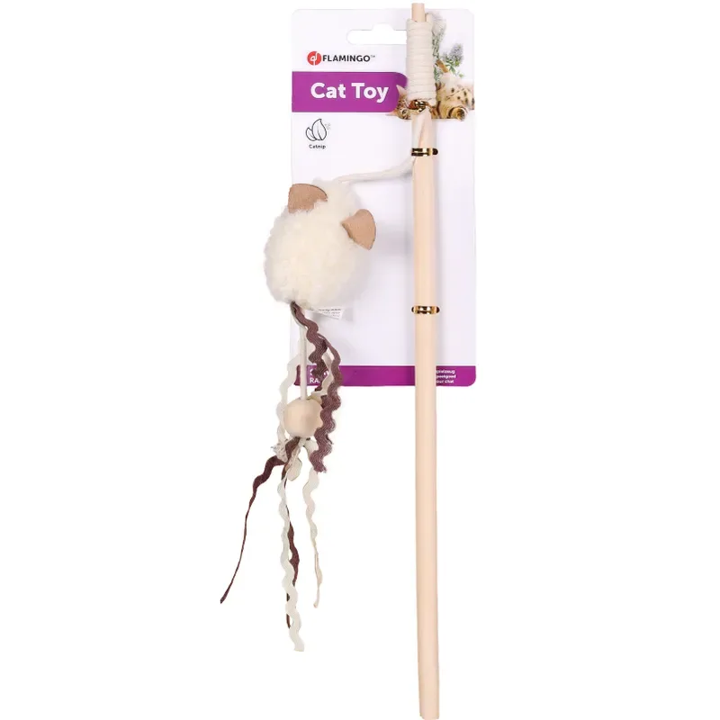 Flamingo Suava Dangler Mouse Cat Toy, Cream - Image 2