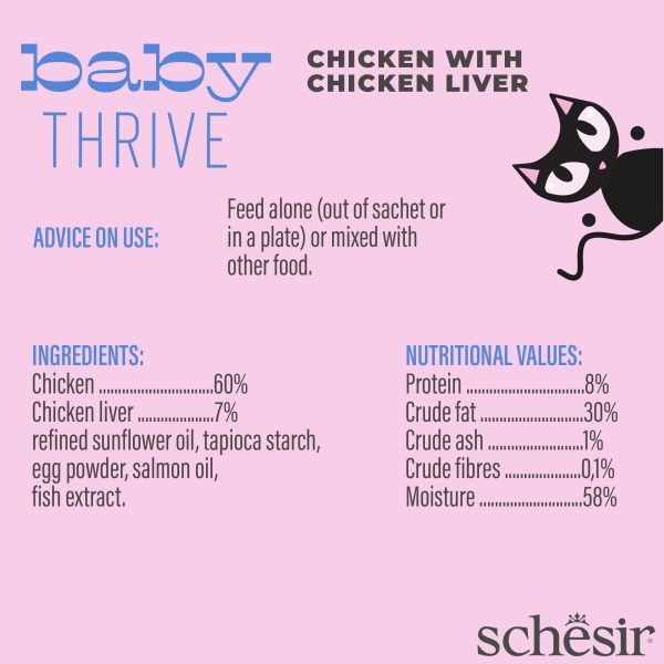 Schesir Baby Thrive Chicken & Chicken Liver Baby Cat Food, Pack of 20 Sachet - Image 3