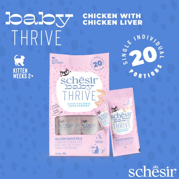 Schesir Baby Thrive Chicken & Chicken Liver Baby Cat Food, Pack of 20 Sachet - Image 2