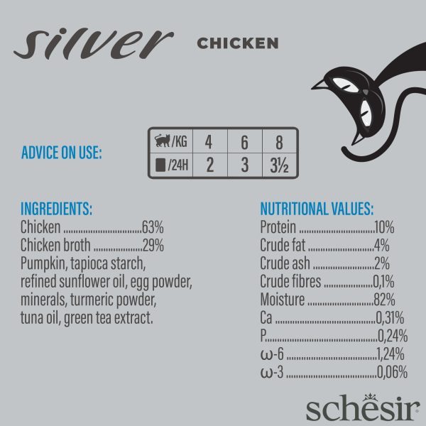Schesir Silver Chicken Mousse For Senior Cats Wet Cat Food, 80g - Image 3