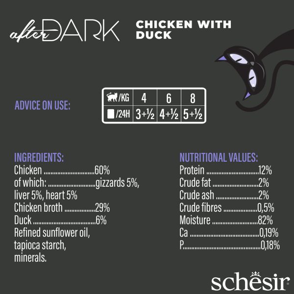 Schesir After Dark Chicken with Duck in Broth Wet Cat Food, 80g - Image 3