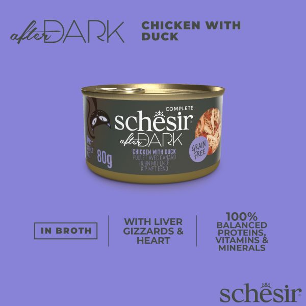 Schesir After Dark Chicken with Duck in Broth Wet Cat Food, 80g - Image 4