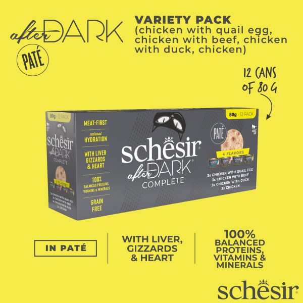 Schesir After Dark Pate Variety Pack Wet Cat Food, Pack of 12 x 80g - Image 3