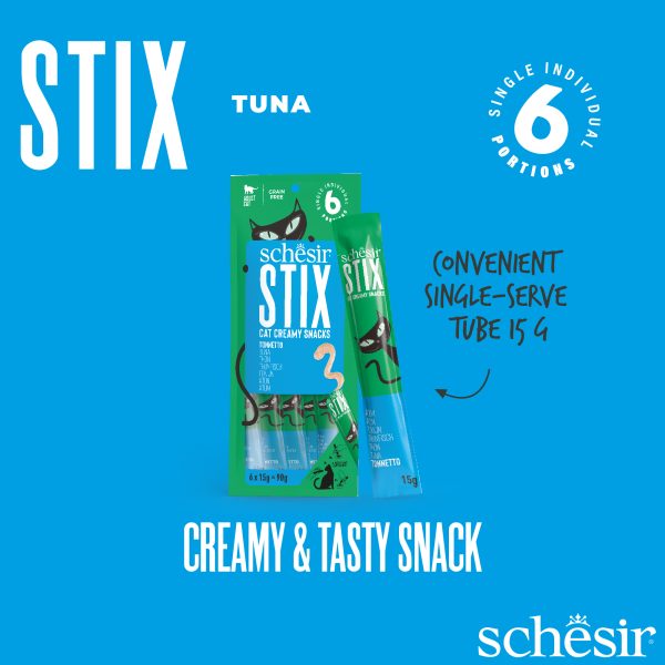 Schesir Stix! Tuna Mousse Cat Treat, 6 Pieces - Image 3