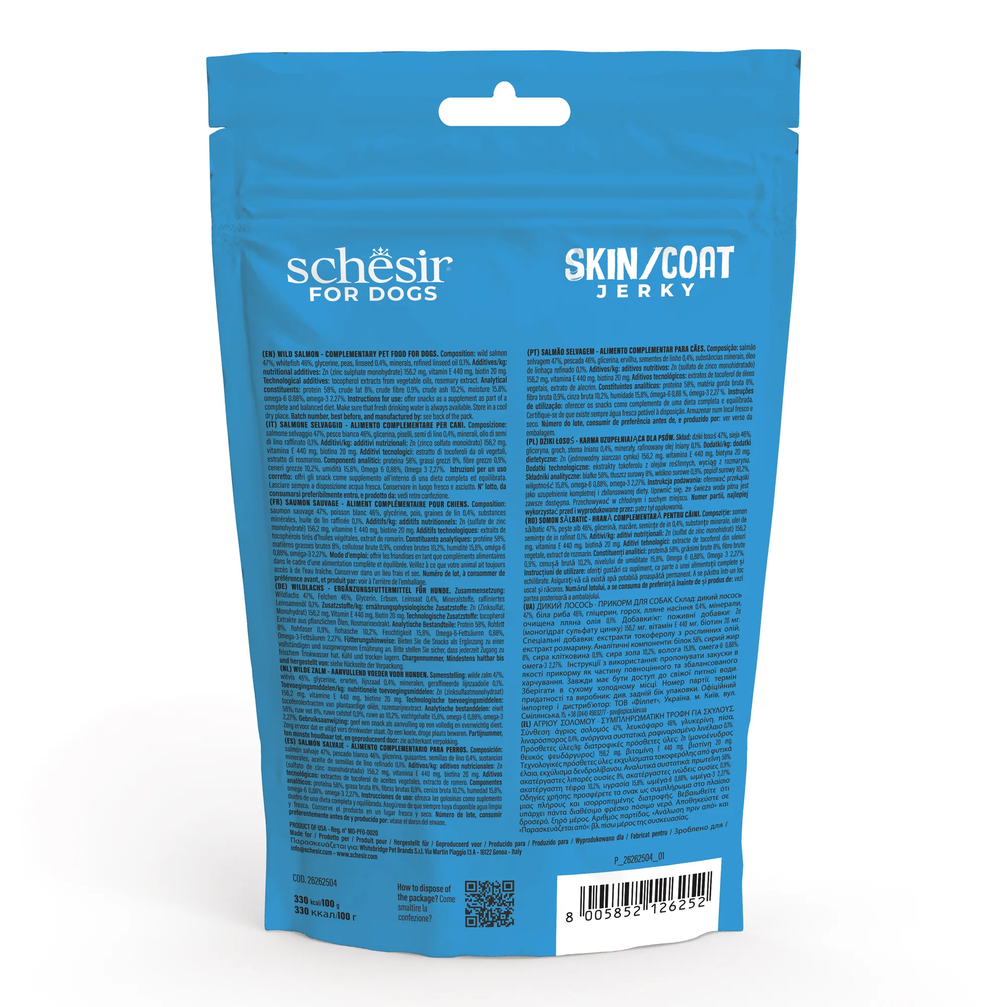 Schesir Snacks, Skin & Coat Wild Salmon Jerky Dog Treat, 115g - Image 5