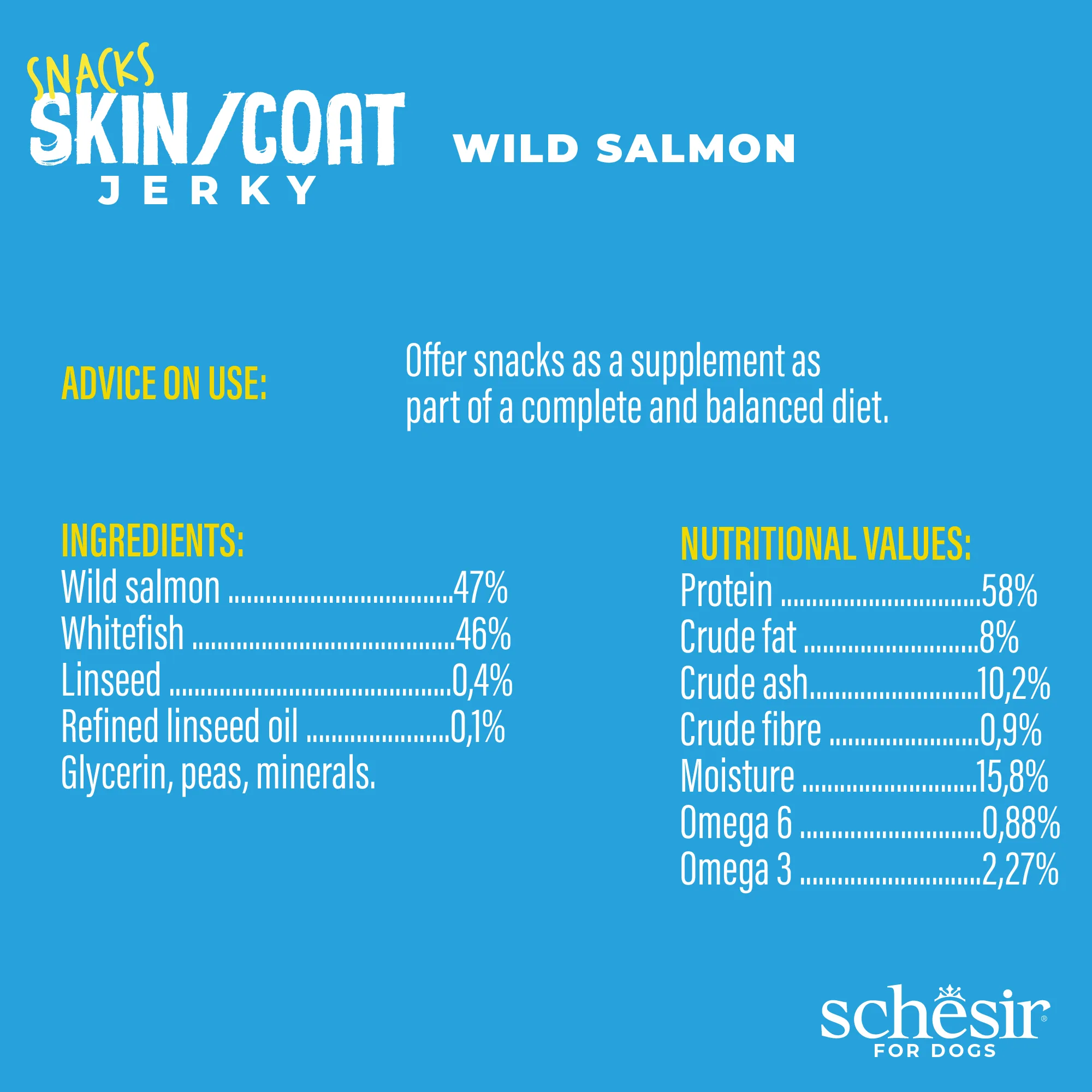 Schesir Snacks, Skin & Coat Wild Salmon Jerky Dog Treat, 115g - Image 4