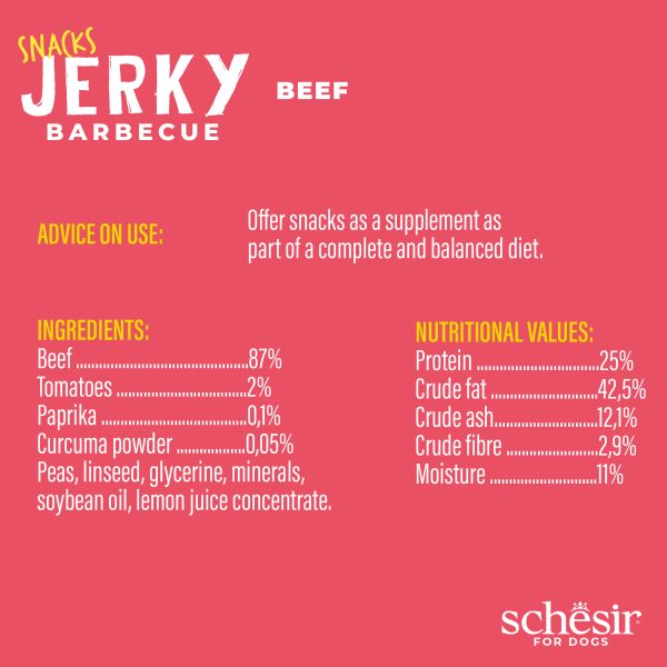 Schesir Snacks, Beef Jerky Barbecue Dog Treats, 145g - Image 3