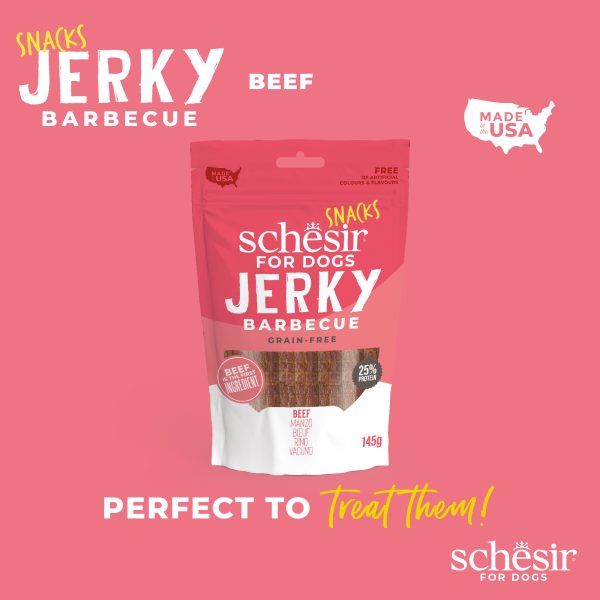 Schesir Snacks, Beef Jerky Barbecue Dog Treats, 145g - Image 4
