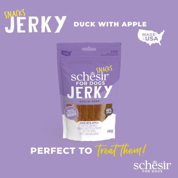 Schesir Snacks, Duck with Apple Jerky Dog Treat, 145g - Image 4
