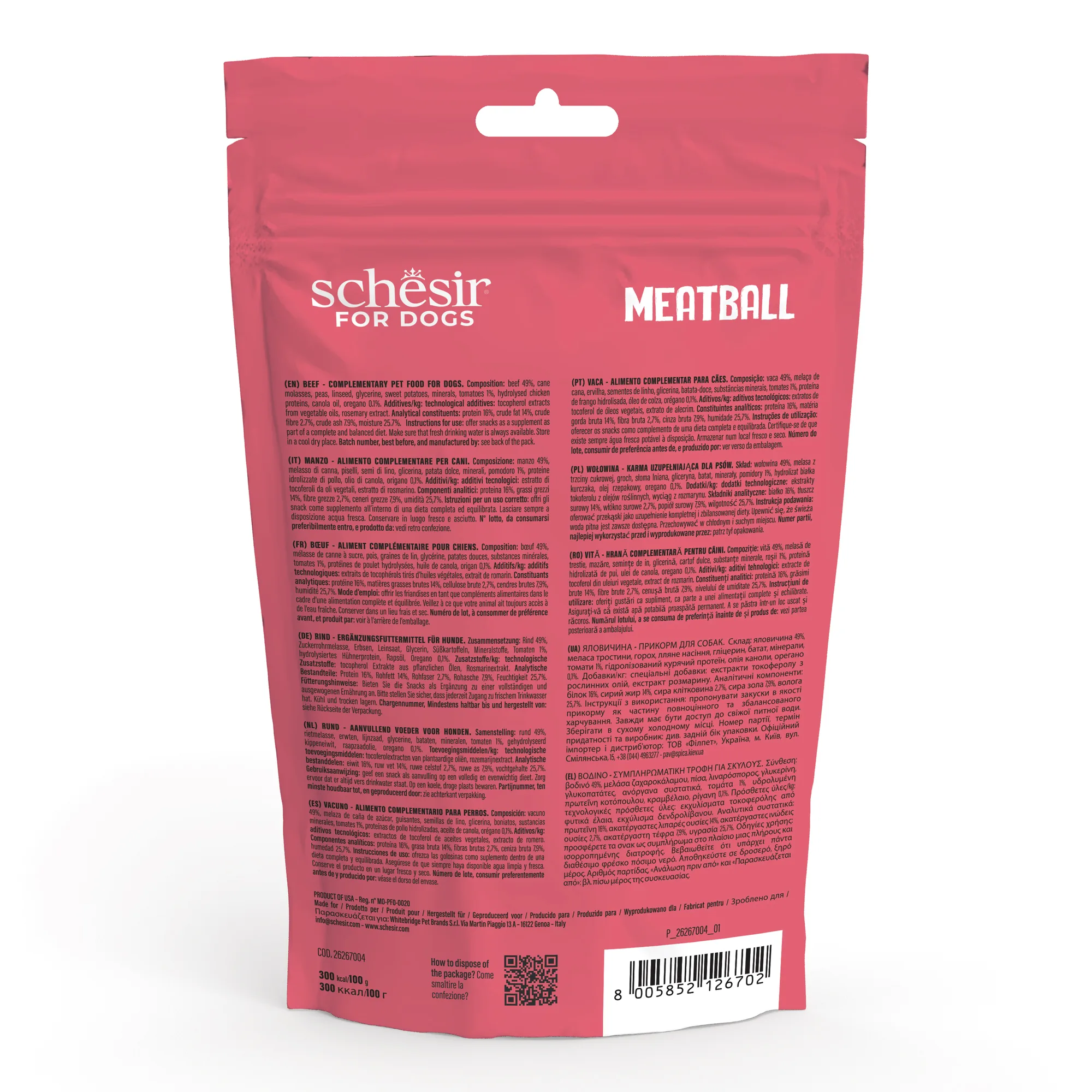 Schesir Snacks, Beef Meatballs BAKED Dog Treats, 225g - Image 5