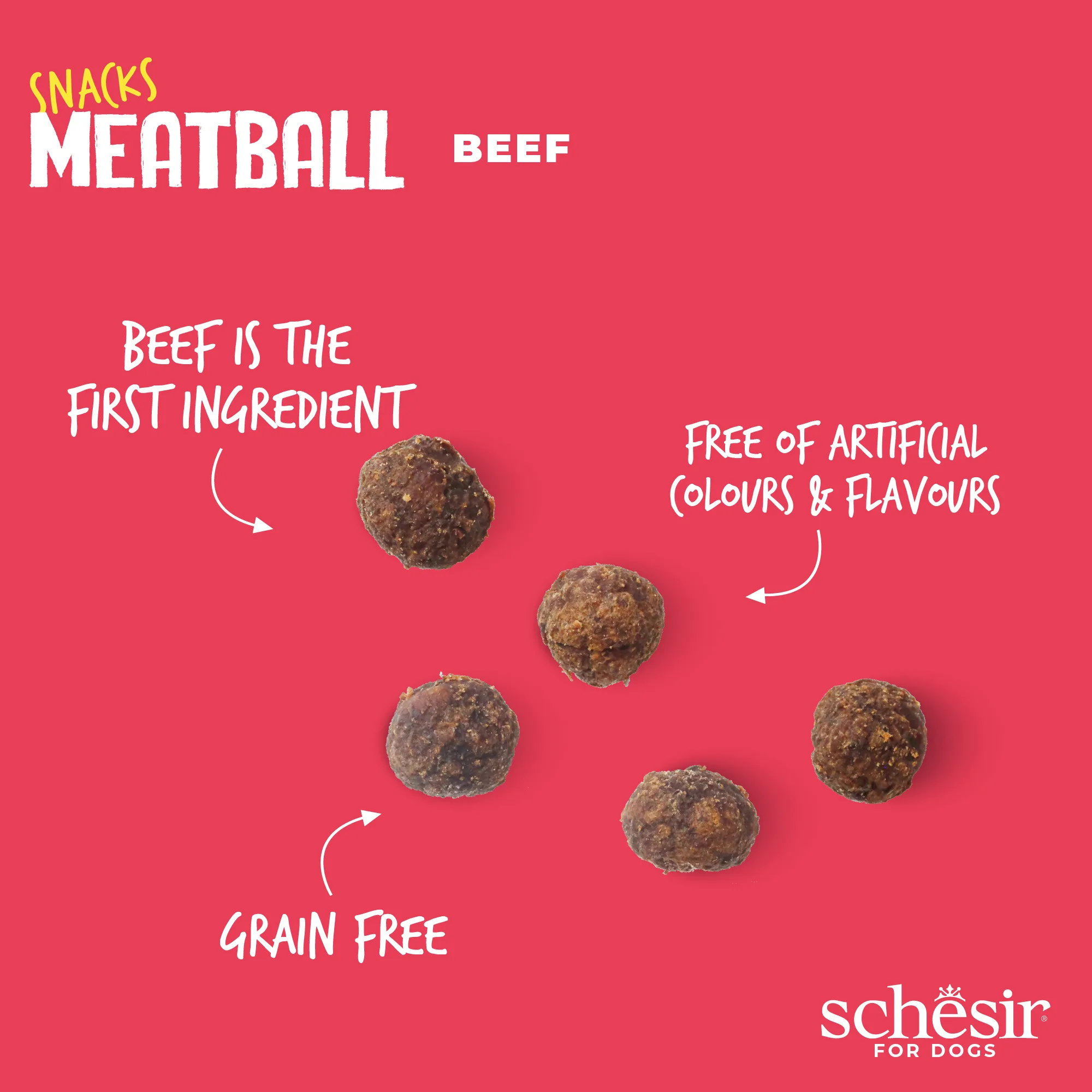 Schesir Snacks, Beef Meatballs BAKED Dog Treats, 225g - Image 2