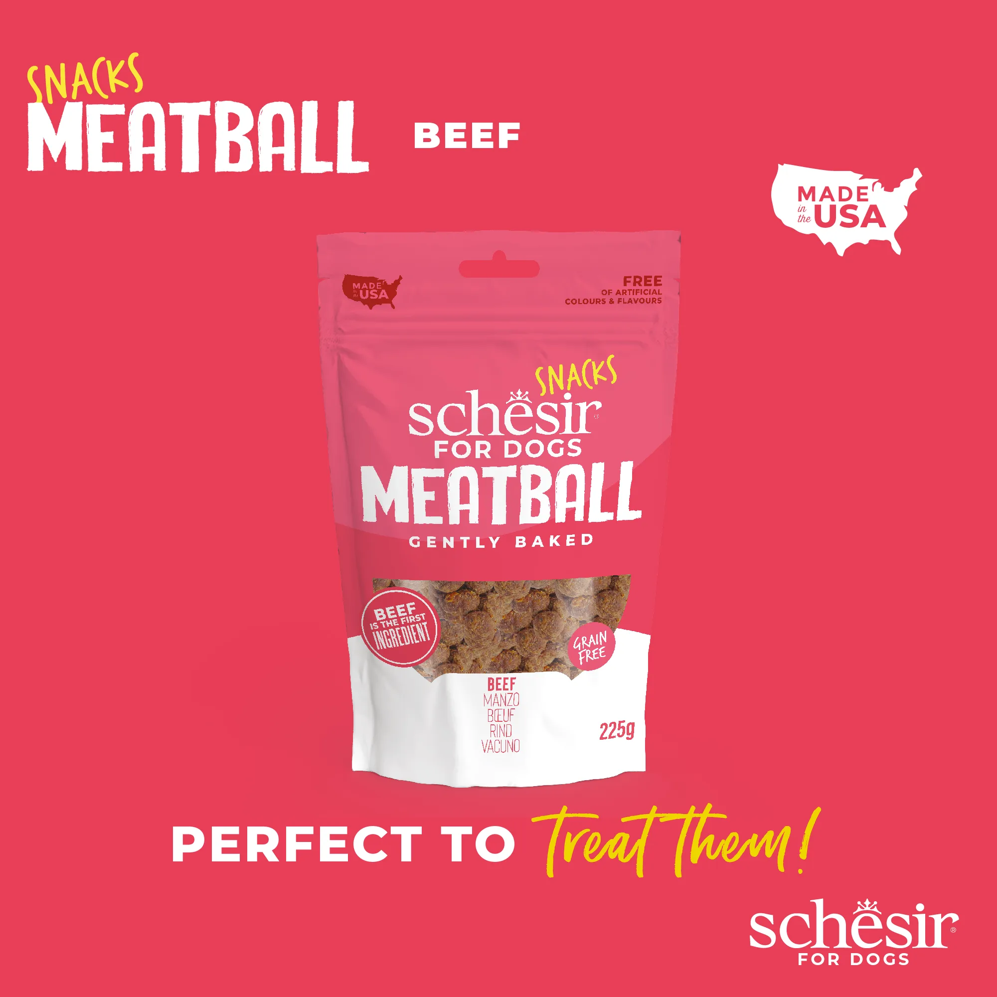 Schesir Snacks, Beef Meatballs BAKED Dog Treats, 225g - Image 4