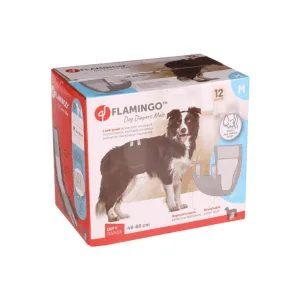 Flamingo Male Dog Diapers, Medium 12 Pcs