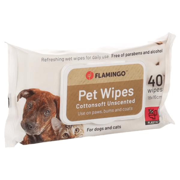 Flamingo Unscented Pet Wipes, 40 Wipes