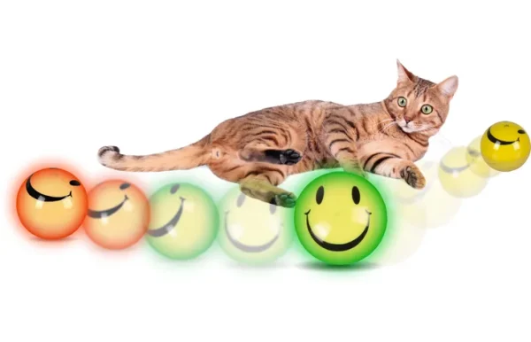 Flamingo Wobbler Flashing Ball Cat Toy, Yellow - Image 2