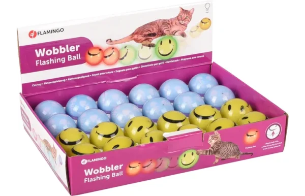 Flamingo Wobbler Flashing Ball Cat Toy, Blue - Image 4