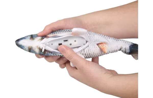 Flamingo Electronic Moving Fish Cat Toy, Grey - Image 3