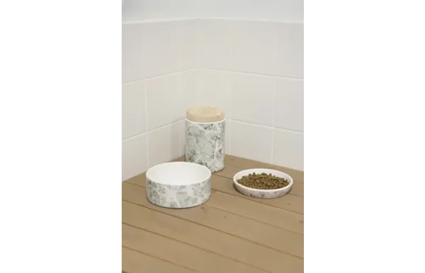 Flamingo Marmi Ceramic Cat Bowl, Gray - Image 2