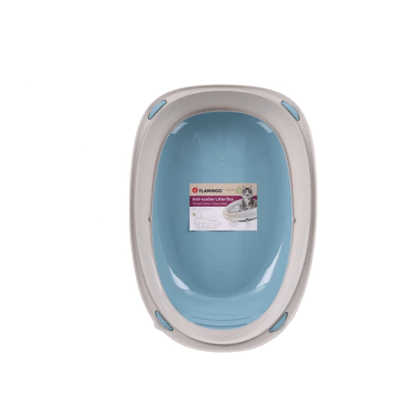Flamingo Jota Cat Litter Box, Large (39.5 x 56.5 x 19.5cm) Blue - Image 2