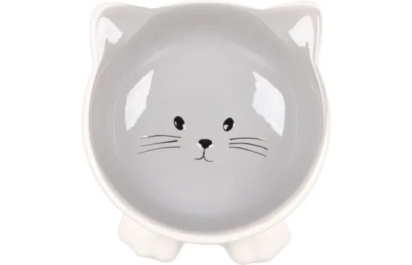 Flamingo Puzi Ceramic Cat Bowl, Grey - Image 2