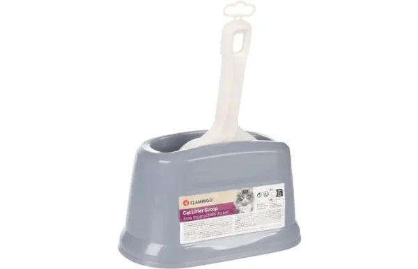 Flamingo Cat Litter Scooper with Holder, Gray - Image 3