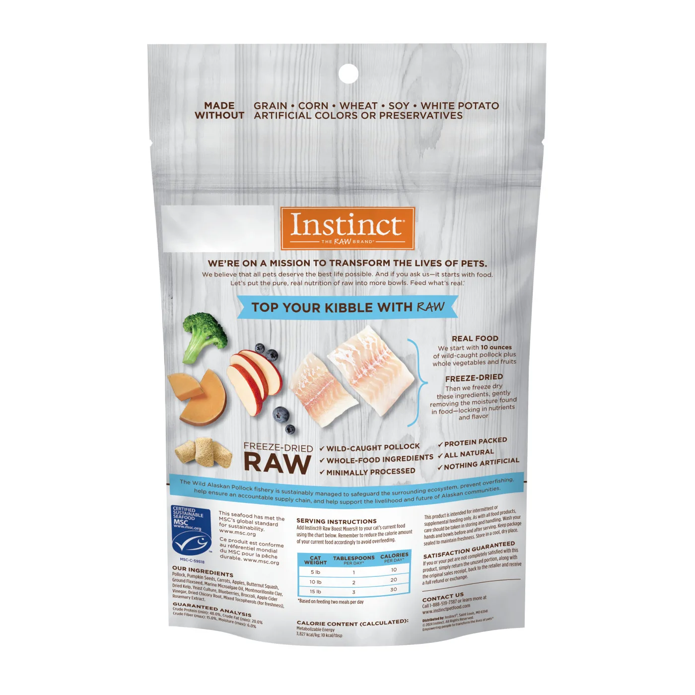 Instinct Raw Boost Mixers Wild-Caught Alaskan Pollock Freeze-Dried Cat Food Topper, 5oz - Image 4