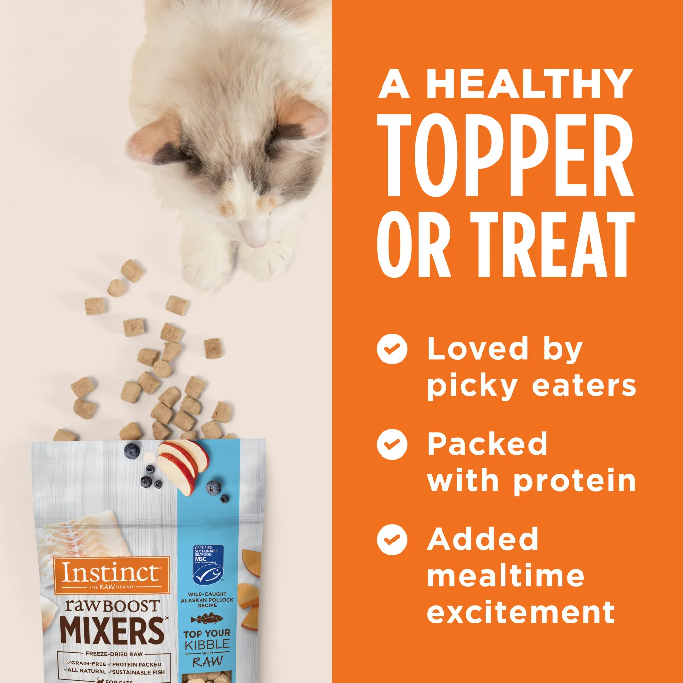 Instinct Raw Boost Mixers Wild-Caught Alaskan Pollock Freeze-Dried Cat Food Topper, 5oz - Image 2