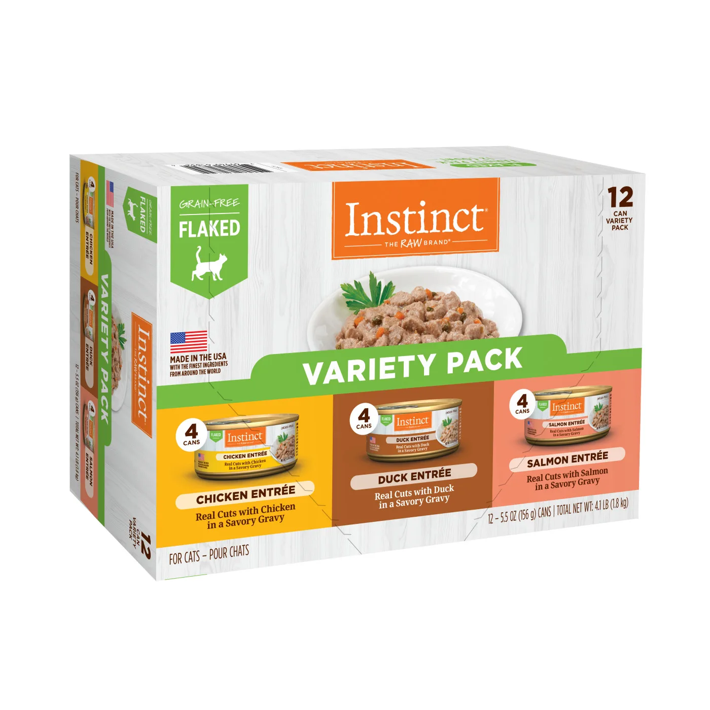 Instinct Variety Pack Grain-Free Flaked Wet Cat Food, 12 cans