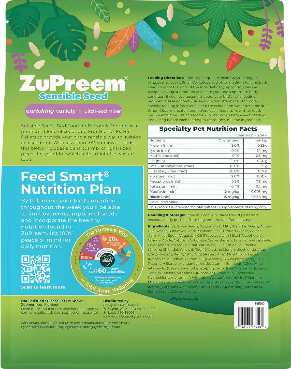 Zupreem Sensible Seed Parrot & Canures 2lb - Image 4